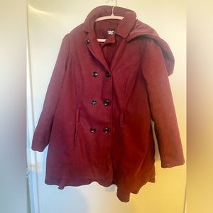 Hooded Maroon Peacoat